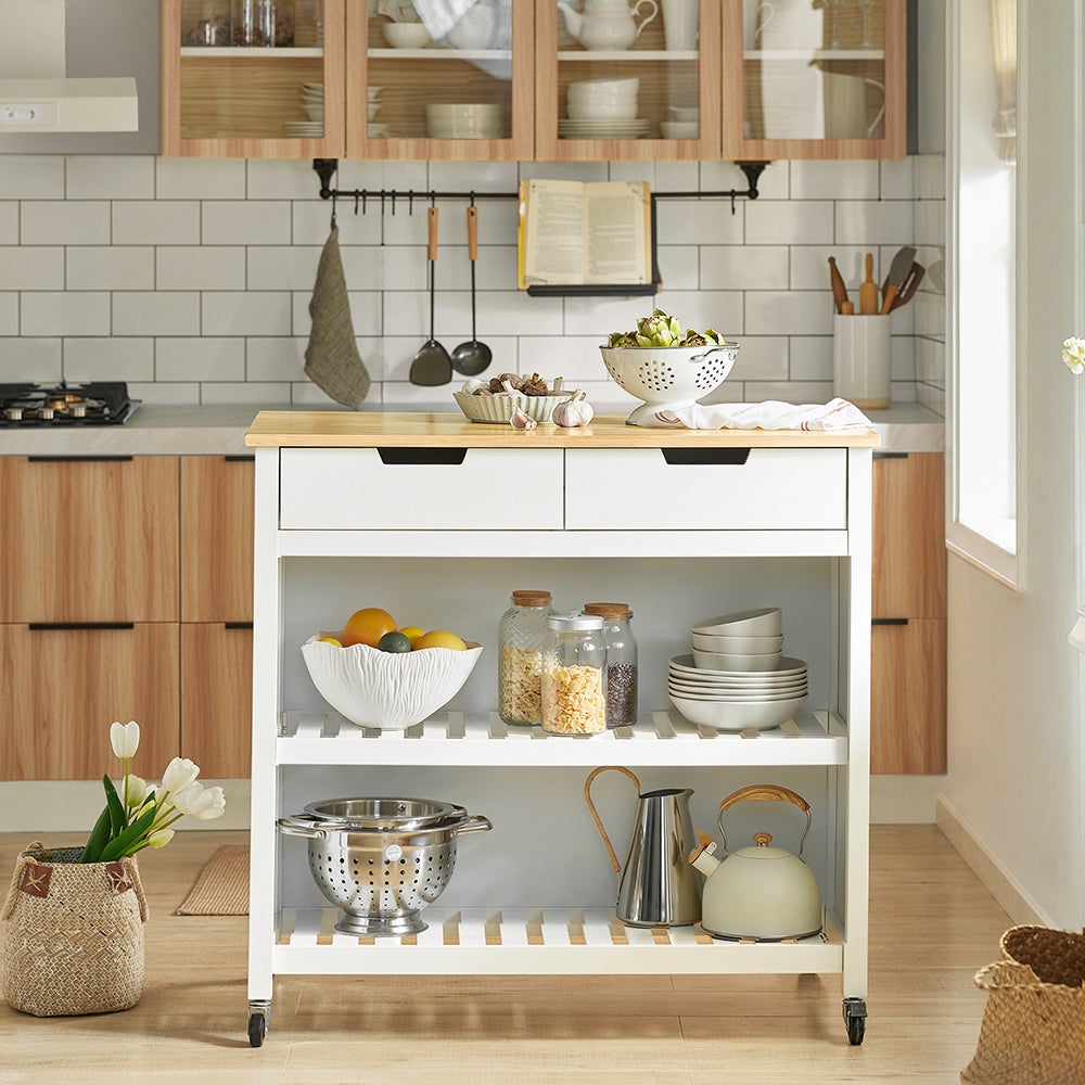 SoBuy FKW74-WN Meuble de Cuisine Desserte de Cuisine à Roulettes Table Roulante Meuble de Rangement pour Cuisine et Salon - 2