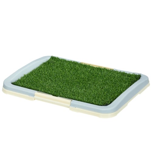 Banheiro para cachorros de 2 camadas, grama sintética reutilizável, 63x48,5x6 cm, verde+branco – ComfortXL