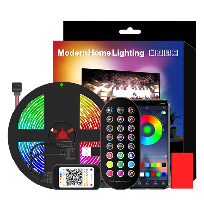Bande lumineuse LED USB intelligente, télécommande 24 touches, 4 modes ...