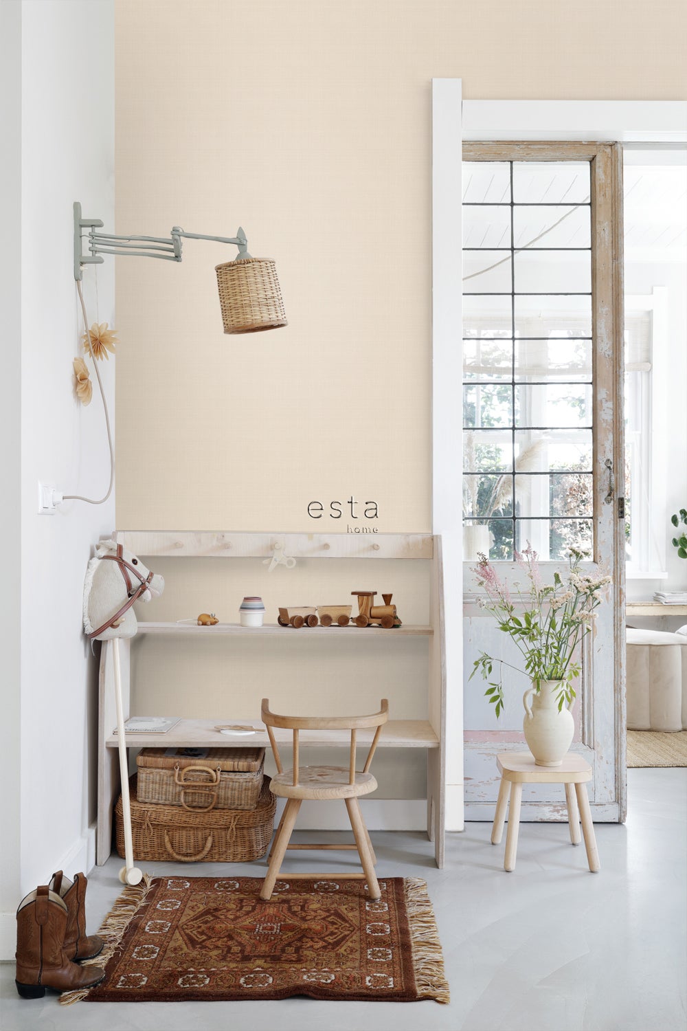 Tapeta lniana tekstura piaskowego beżu - 53 cm x 10.05 m - ESTAHOME - 2