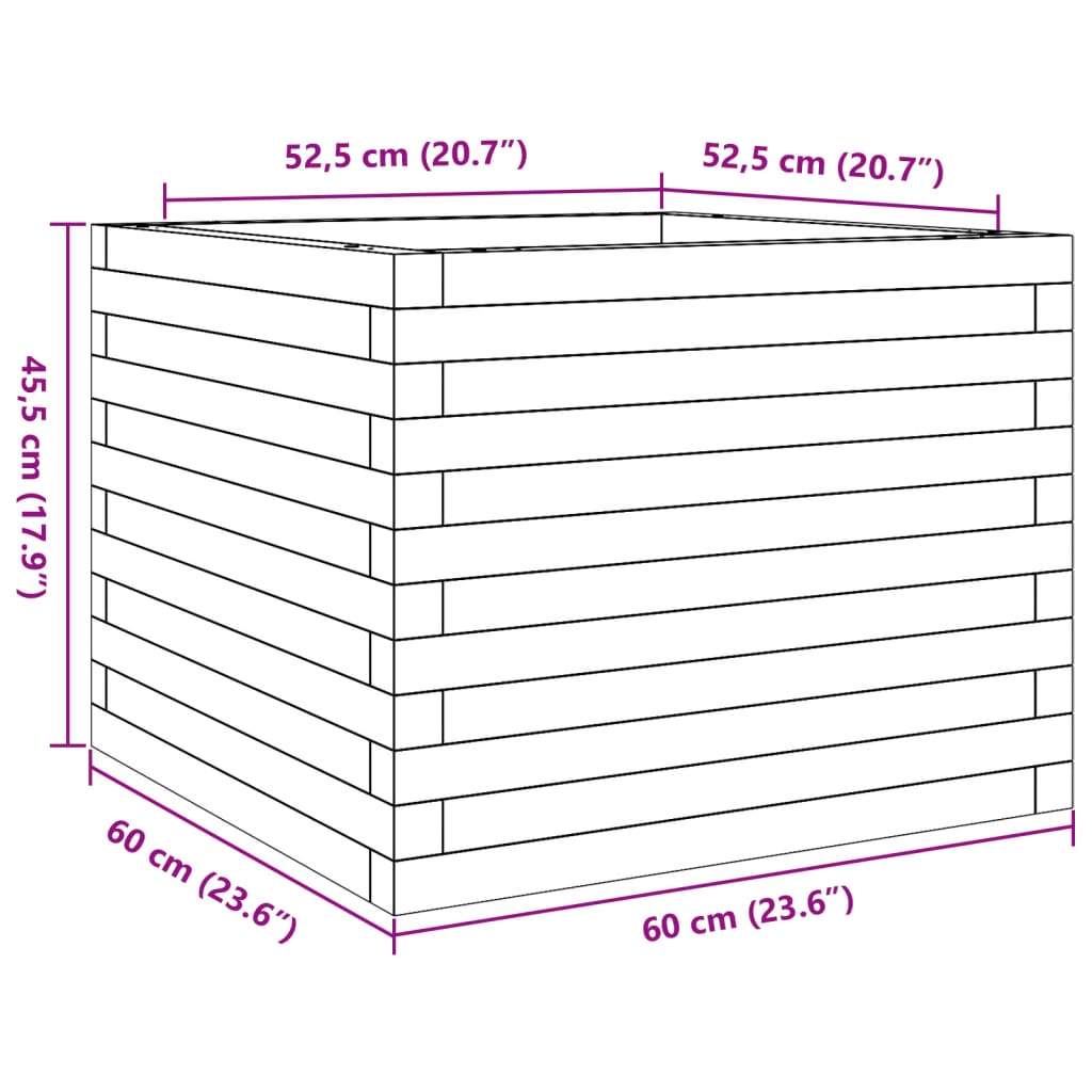 Jardinière bac lit surélevé plantes fleurs terrasse jardin 60 x 60 x 45,5 cm bois de pin massif blanc 02_0037709 - 7