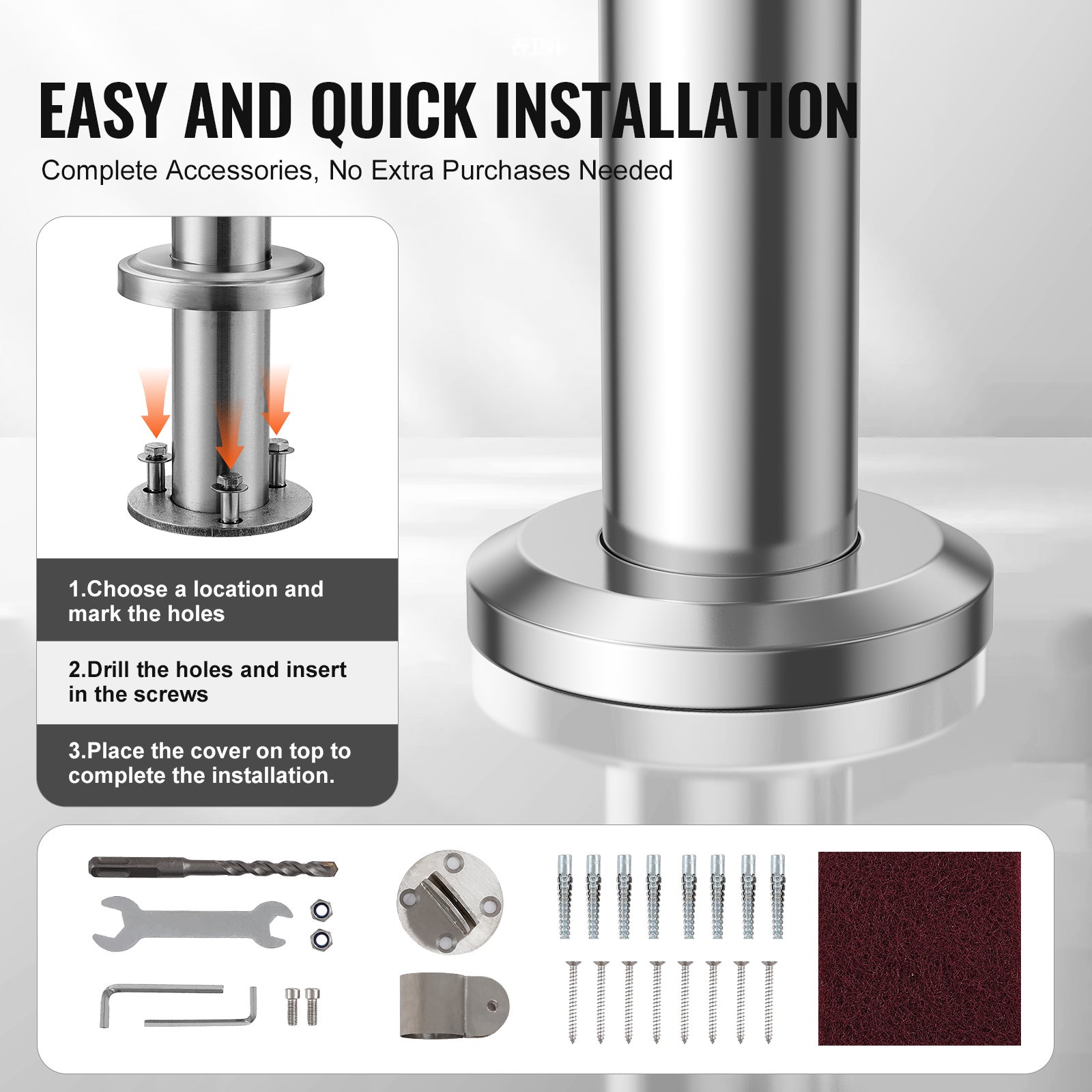 Garde-corps extérieur,VEVOR kit de garde-corps mural au sol de 39,4