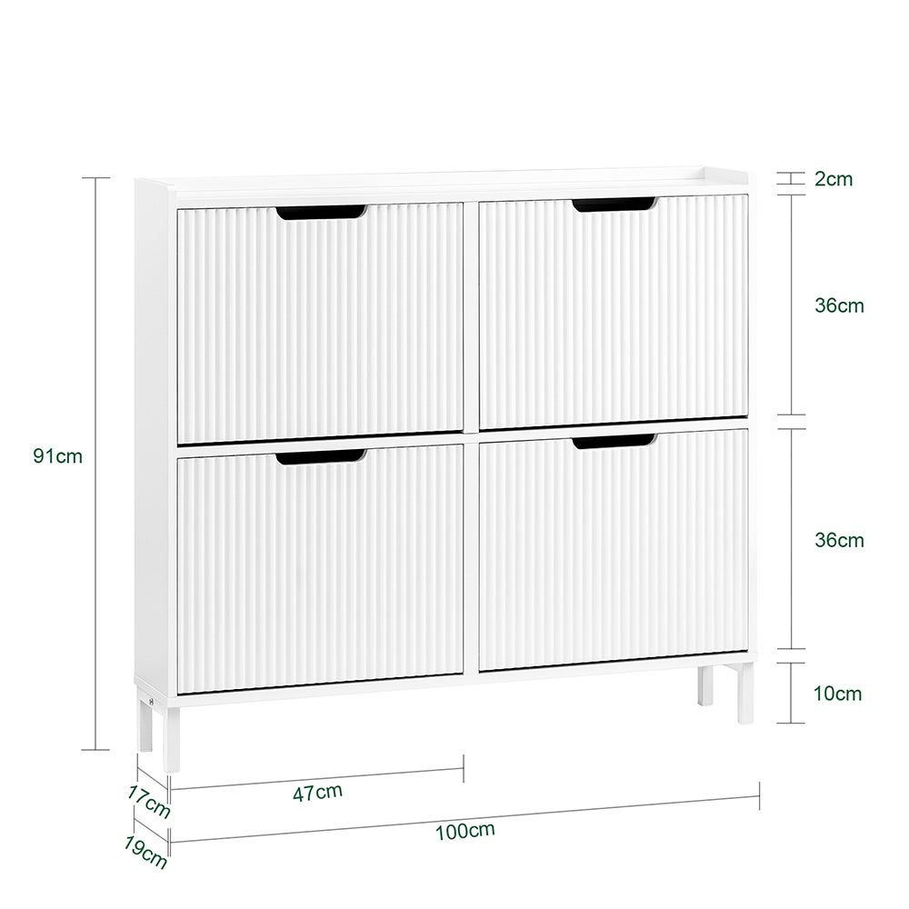 SoBuy Meuble à Chaussures Armoire à Chaussures, 4 Abattantes, 8 Paires, Blanc, FSR177-L-W - 3
