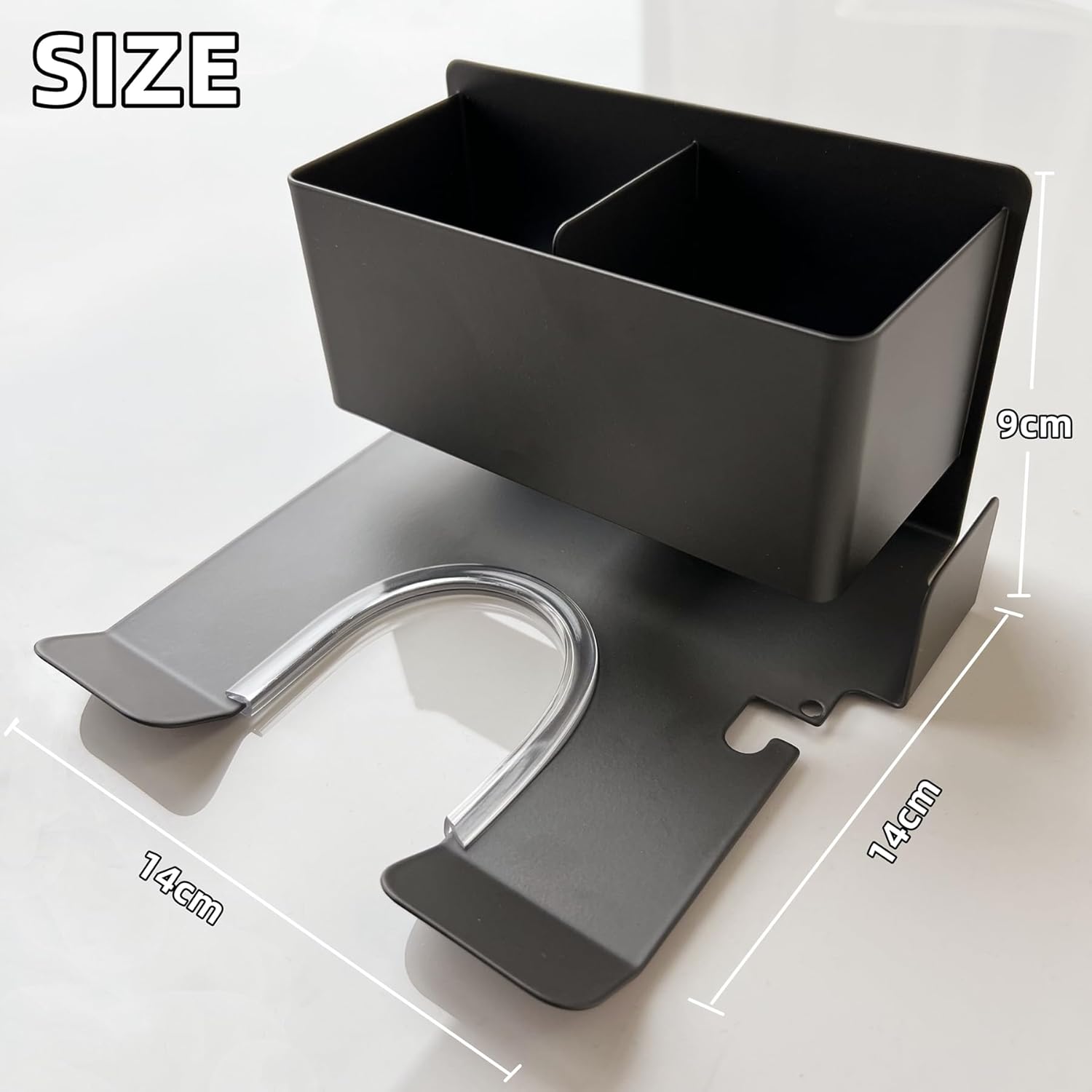 Support mural pour sèche-cheveux – Idéal pour les chambres, les hôtels et les salles de bain – Aucun perçage requis avec gestion des câbles – Gris - 2