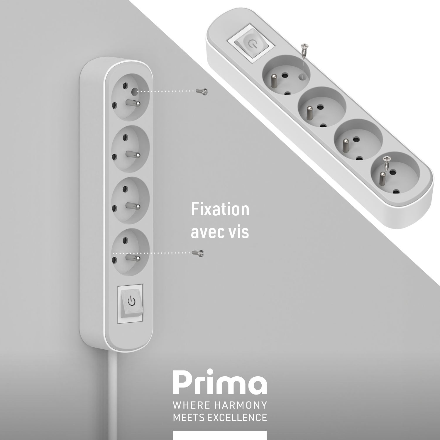 BLOC 3X2P INTER 3G1 1.5M BLANC ELECTRALINE - 32040 - 4