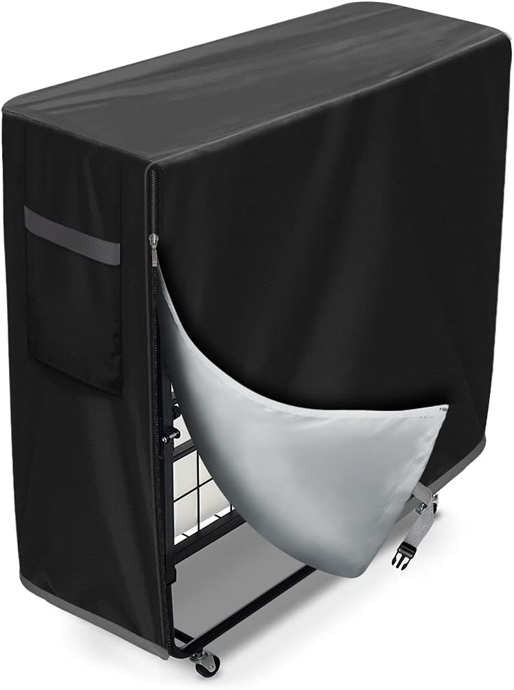 Wielofunkcyjny składany pokrowiec na łóżko, pyłoszczelny i wodoodporny do użytku wewnątrz i na zewnątrz (czarny)