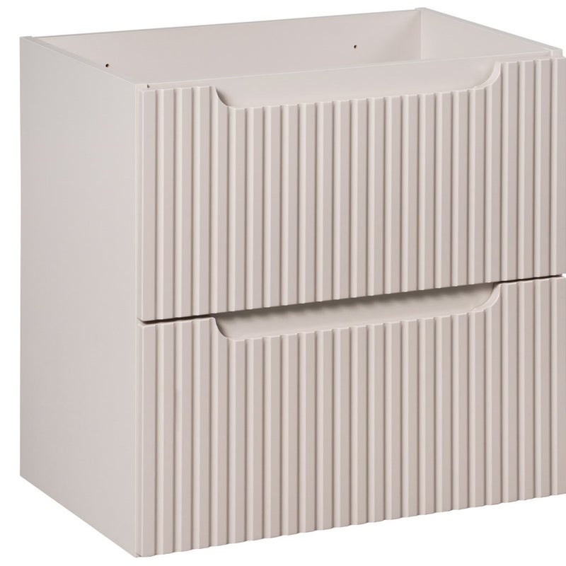 Szafka łazienkowa NOVA 60 cm kaszmir pod umywalkę wisząca ryflowane fronty 2 szuflady