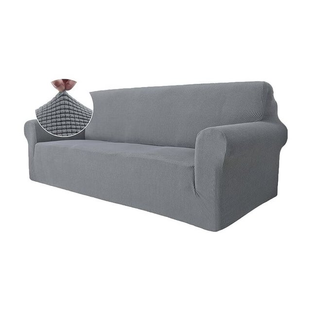 Housse Canapé 3 Places avec Accoudoirs Housses de Canapé extensible Universelle Housse Antidérapante housse canapé Gris Clair