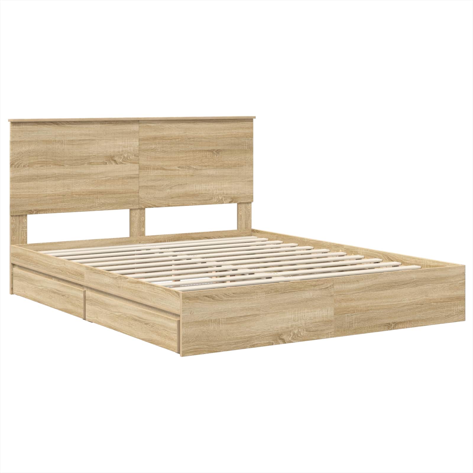 Lit de rangement en panneau de bois chêne, pour la chambre, 160 × 200 cm - 4