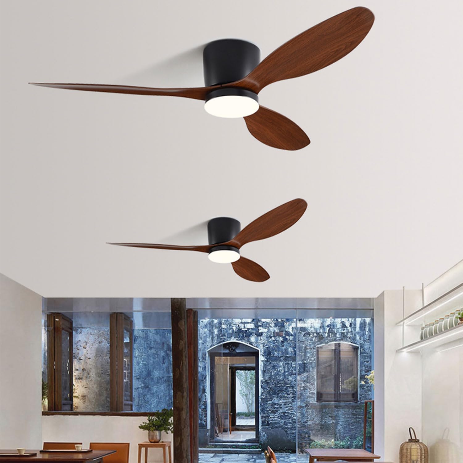 Ventilateur de plafond avec lumière, télécommande/contrôle par application, 6 vitesses de ventilation, minuterie, gradation continue (106 cm) - 7