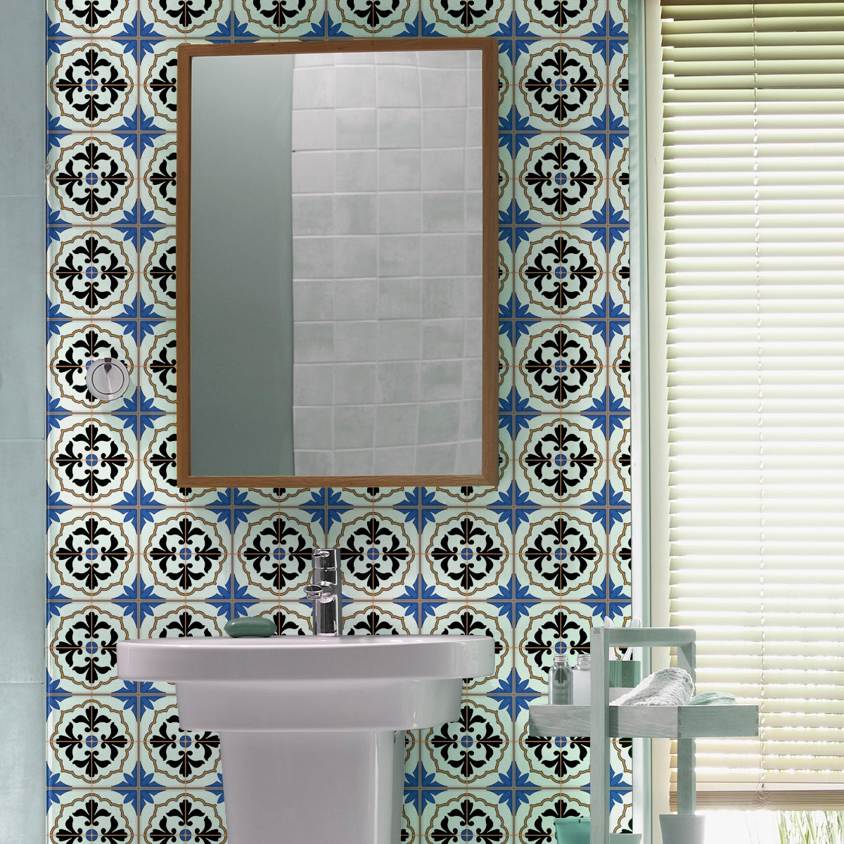 9 vinilos baldosas de cemento azulejos luciano - adhesivo de pared - revestimiento sticker mural decorativo - 9stickers20x20cm