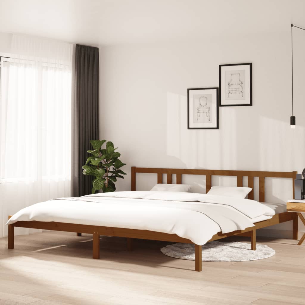 Atyhao Cadre de lit Marron miel Bois de pin massif 200x200 cm AB3104306