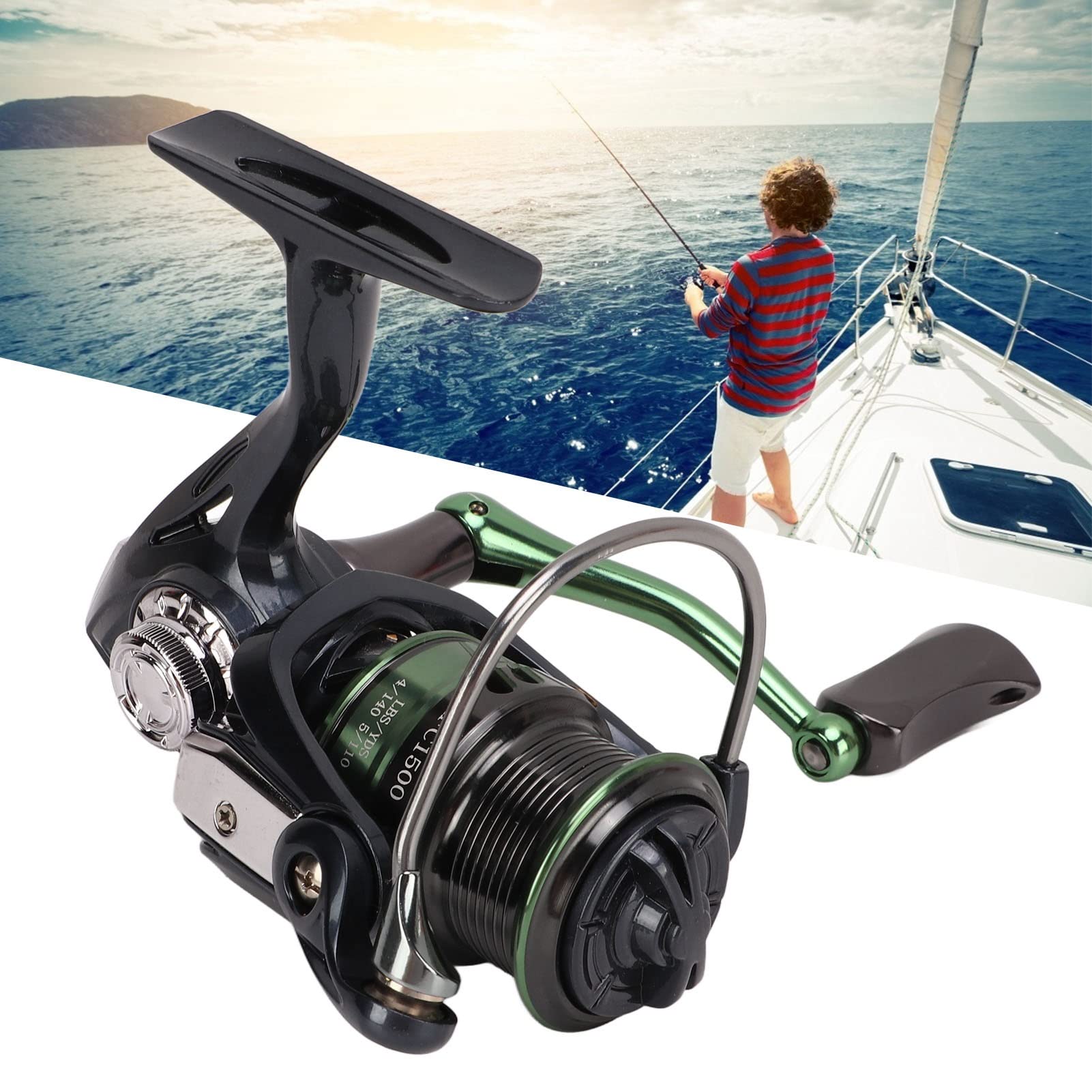 Mulinello da pesca Full Metal HFC1500 Gapless con vite a bilanciere Mulinello da pesca con esca per stagno - 2