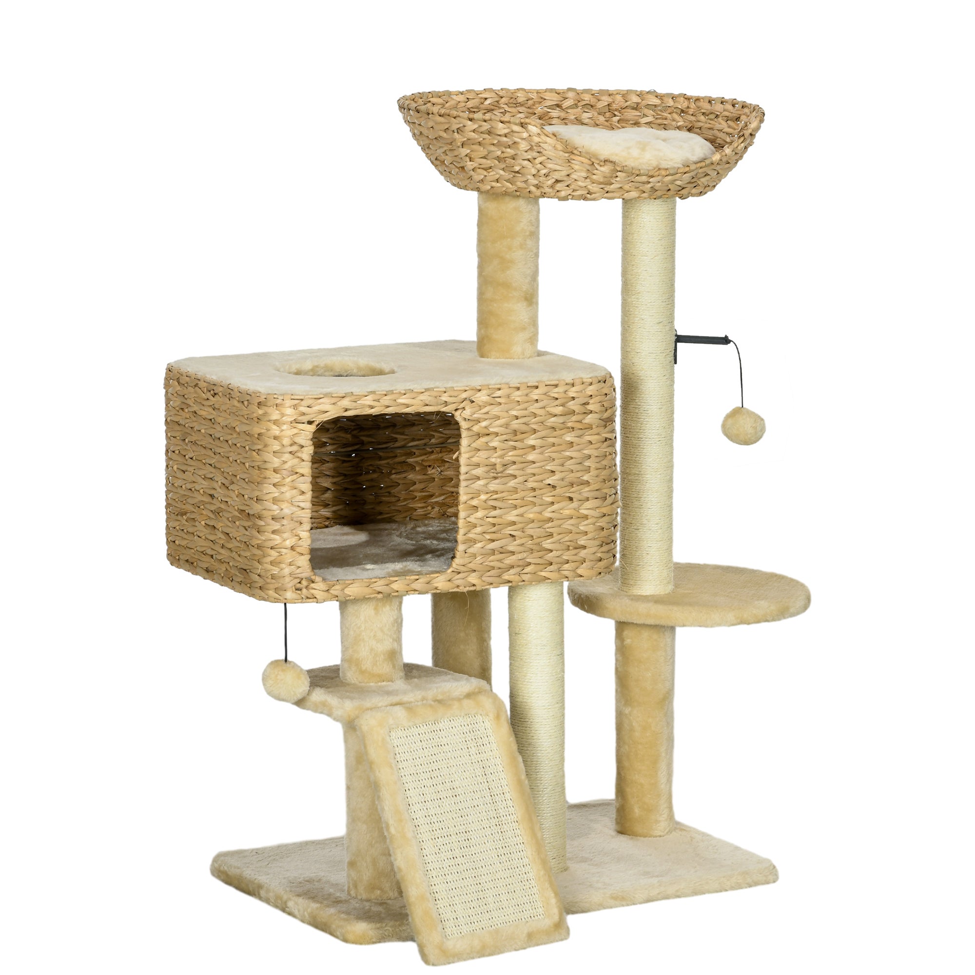 Arbre à chat PawHut 98 cm avec 2 zones de repos, arbre à chat avec ...