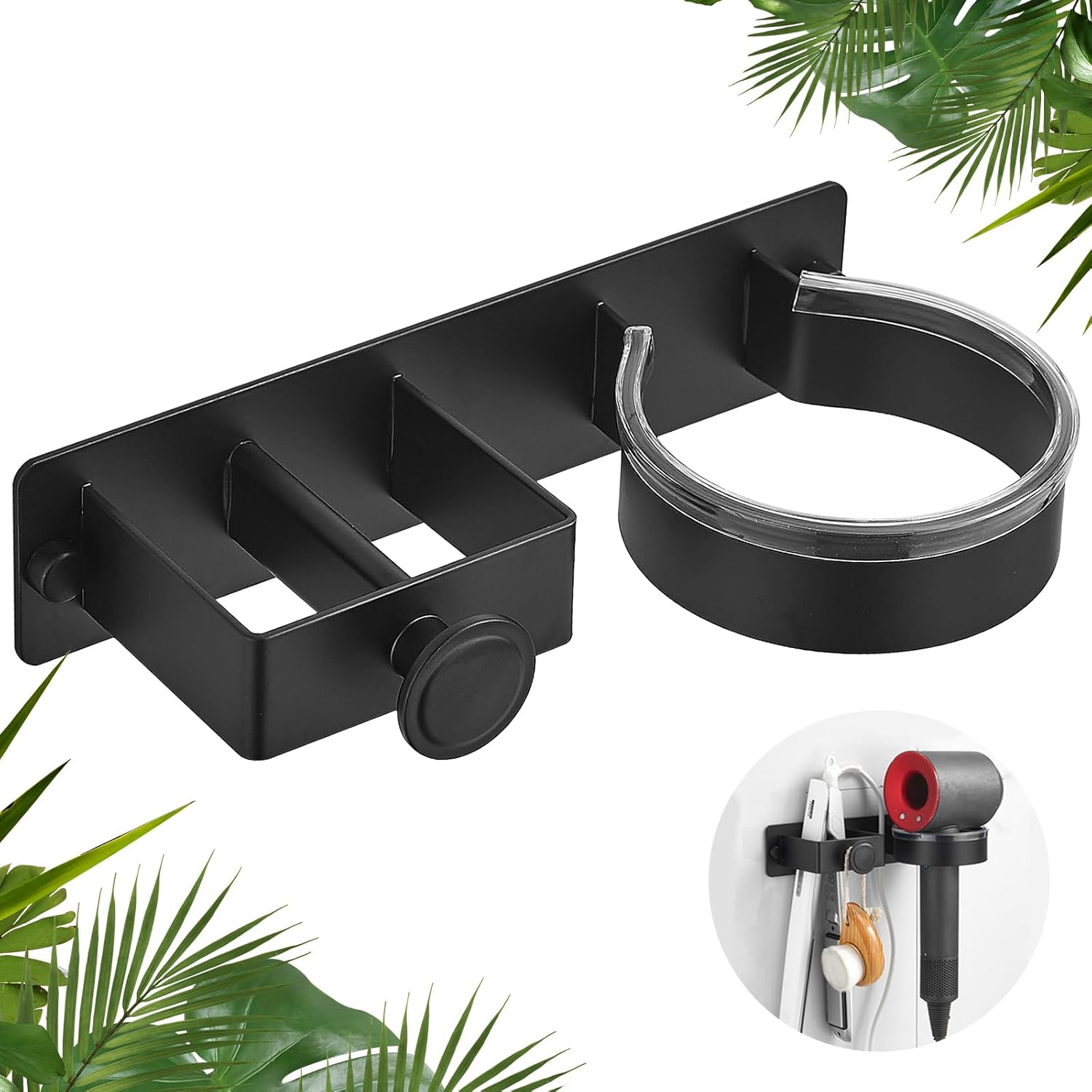 Supporto Phon Da Muro Porta Asciugacapelli Da Muro In Acciaio Inox - Supporto Con Ganci Per Cavi E Anelli Magnetici Supporto Phon Adesivo