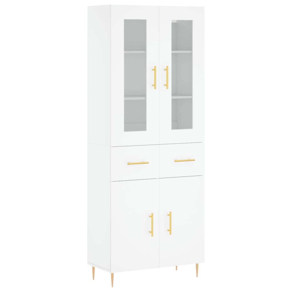 Buffet haut Blanc 69,5x34x180 cm Bois d'ingénierie - 2