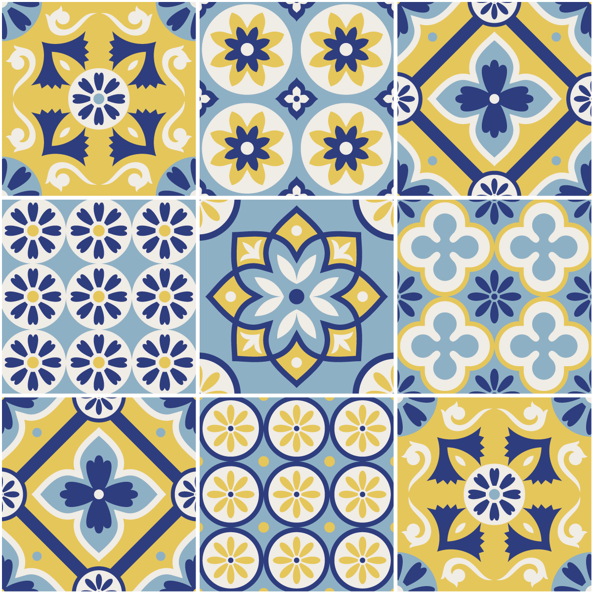 9 adesivi piastrelle di cemento azulejos india - Sticker adesivo - adesivi murali - 9stickers10x10cm - 2