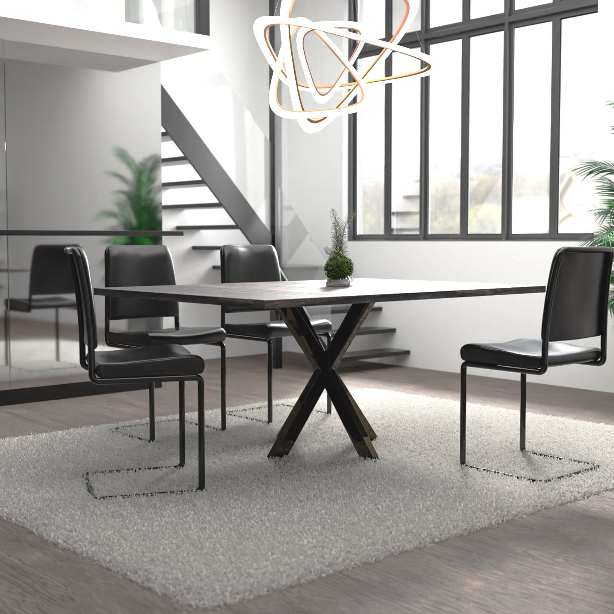 Pieds design Biloxi en Acier pour table à manger Style industriel Forme Araignée Noir aspect industriel|S - 3