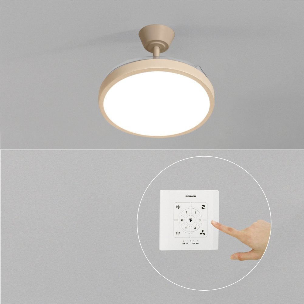 CREATE - WIND CLEAR STUDIO - Wentylator sufitowy 40W cichy z chowanymi łopatkami i oświetleniem LED, różne rozmiary -