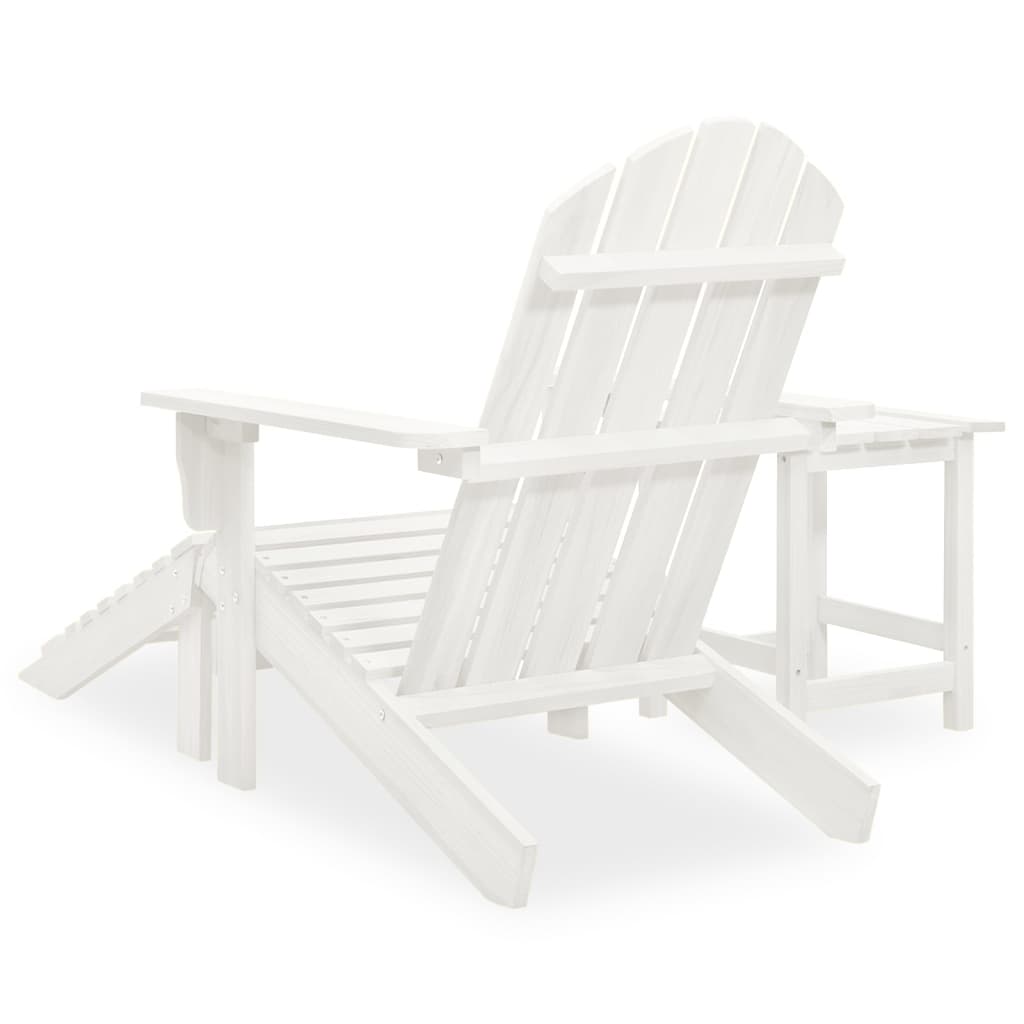 Chaise de jardin | Siège de Terrasse | Chaise d'extérieur Adirondack avec pouf et table Sapin Blanc CFW598799 - 4