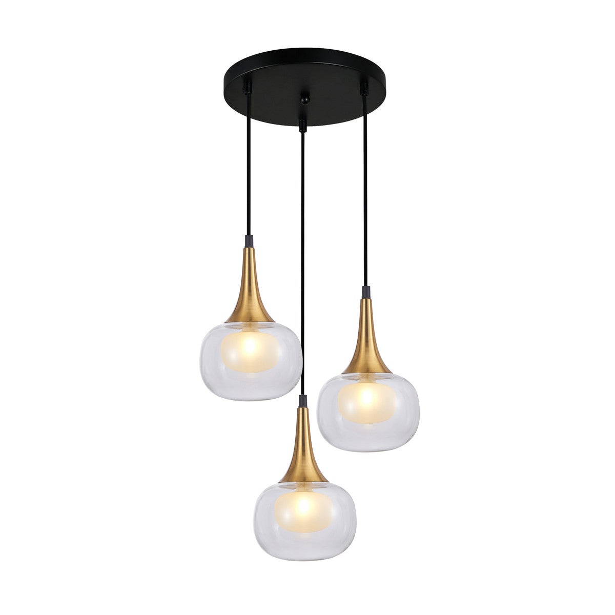 Lampa wisząca KONILA mosiężno-czarna-przezroczysta 3xG9x10W szkło wym:120x36x36cm IP20 Italux