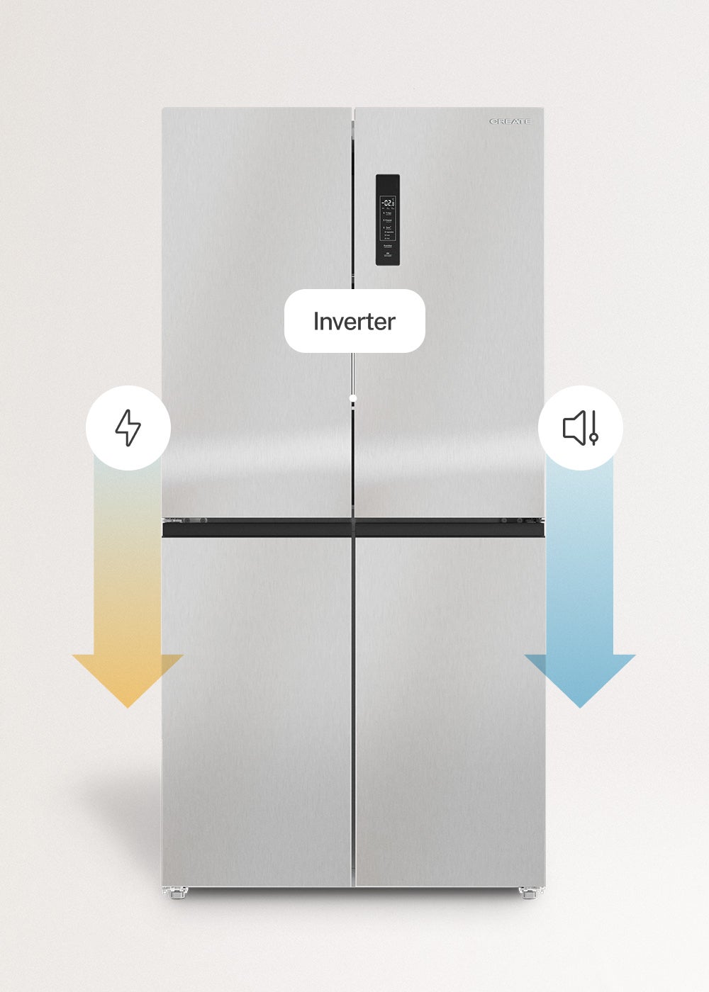 CREATE - FRIDGE STUDIO CROSS DOOR 503 - Réfrigérateur à portes croisées 4 portes 503L No Frost avec Care+- Inox - 5