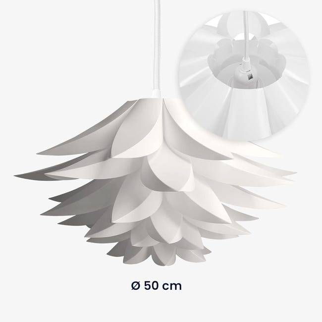 Lampa wisząca lub stojąca z kloszem z polipropylenu (PP) Lotus Design Puzzle - do samodzielnego montażu - do salonu, sypialni, pokoju dziecięcego