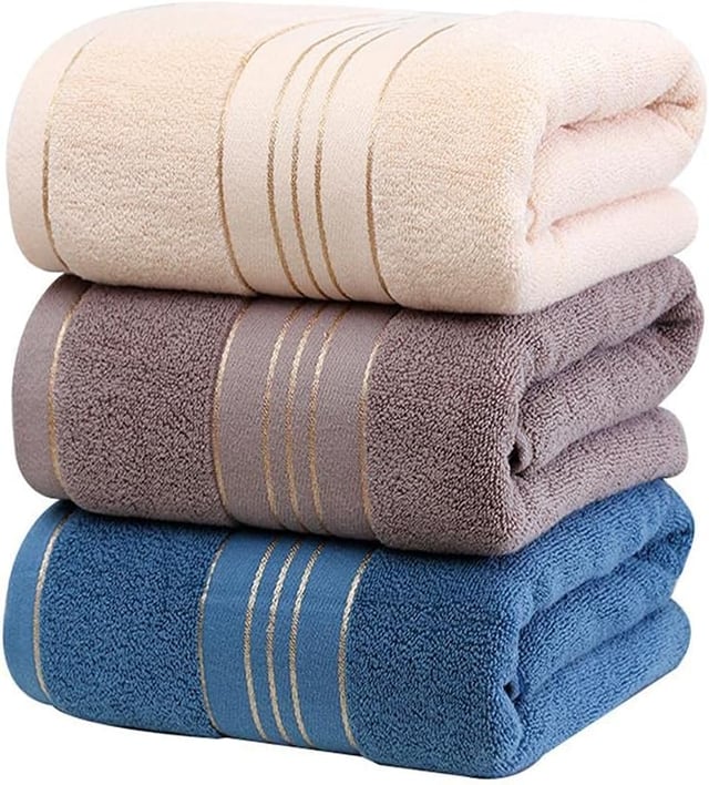 3 Serviette de Bain Drap de Bain en Coton, Grande Taille Douce Luxe et Très Absorbant, pour Douche Natation Salle de Bains Hôtel Voyage (33*74cm, Bleu