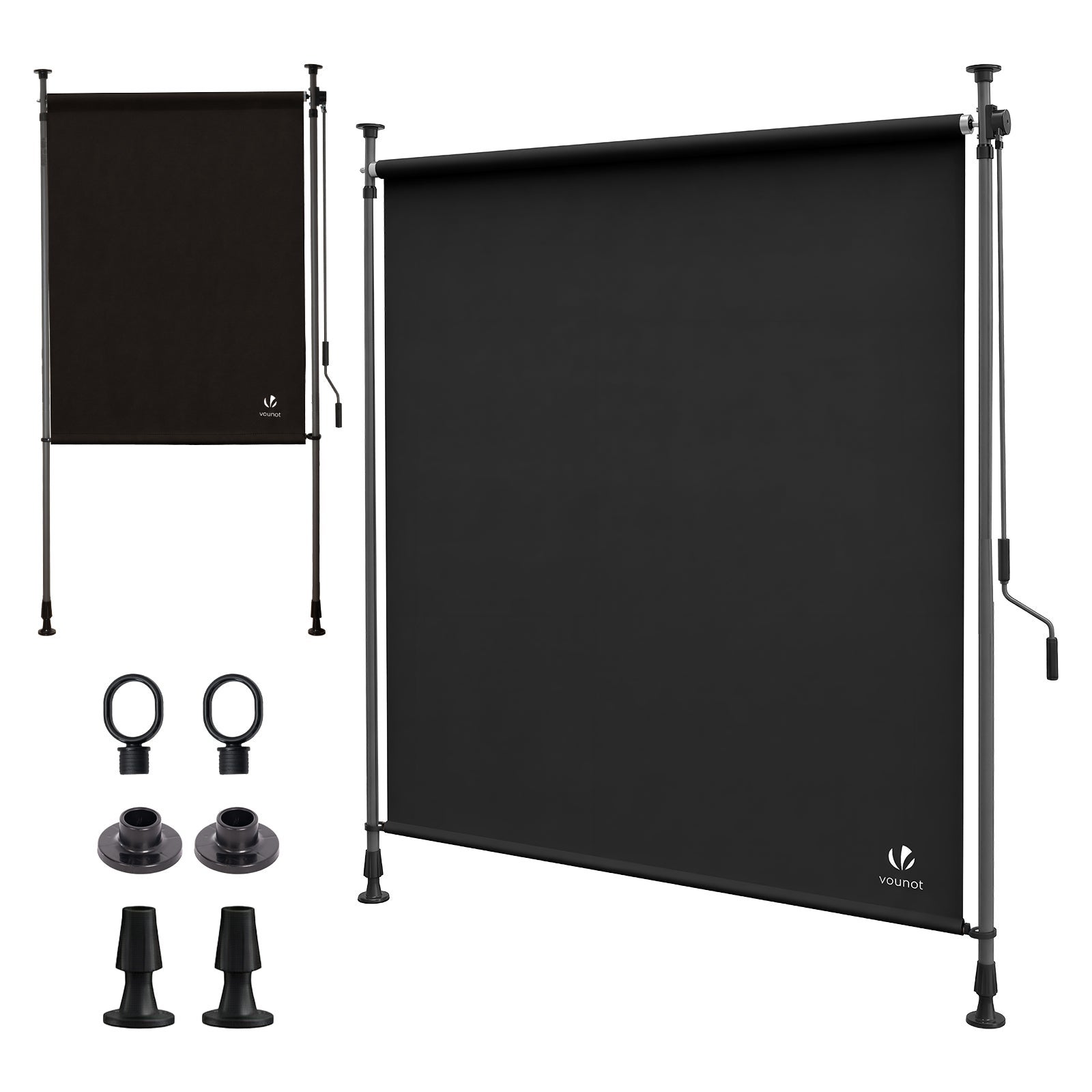 Toldo vertical exterior 120x310cm extensible estor protección visual con manivela sin agujeros para balcón terraza jardín antracita