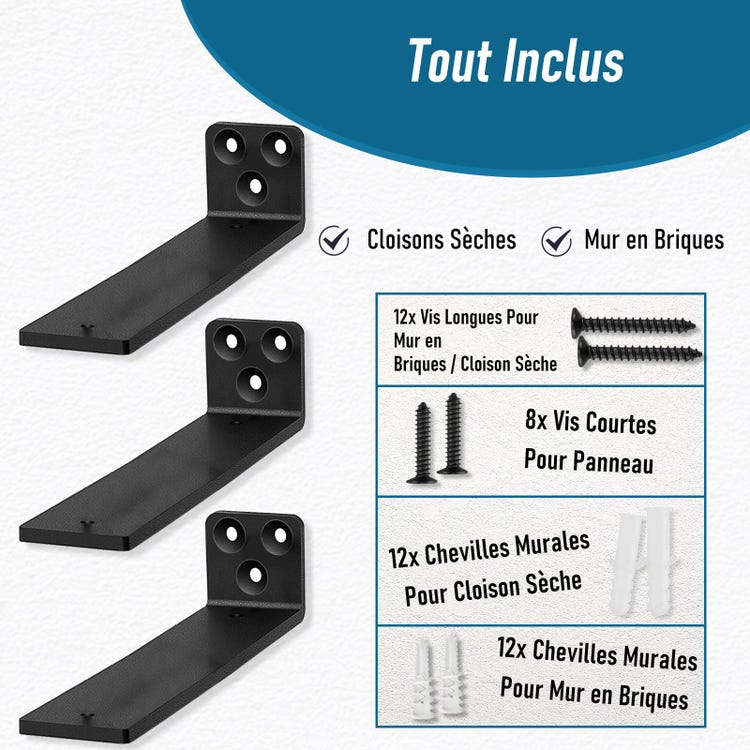 4 Pièces Equerre Etagere Murale 12,7 cm, Supports D'Étagère D'angle Robustes À Fixation Murale, Support Étagère Mural En Métal Pour Étagères Ouvertes - 2