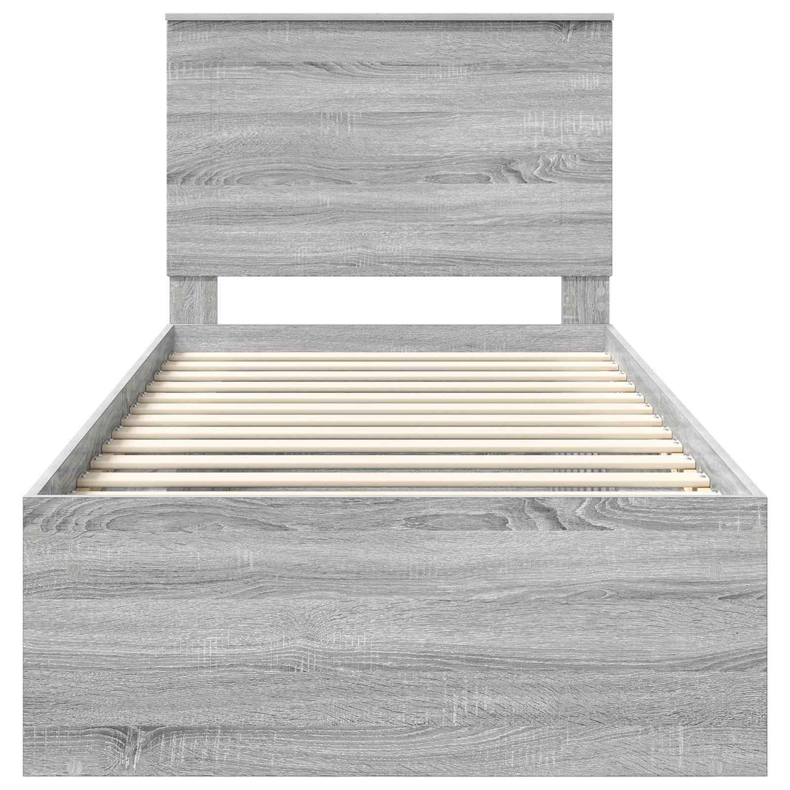 Cadre de lit gris 100 x 200 cm en bois de pin massif - 7