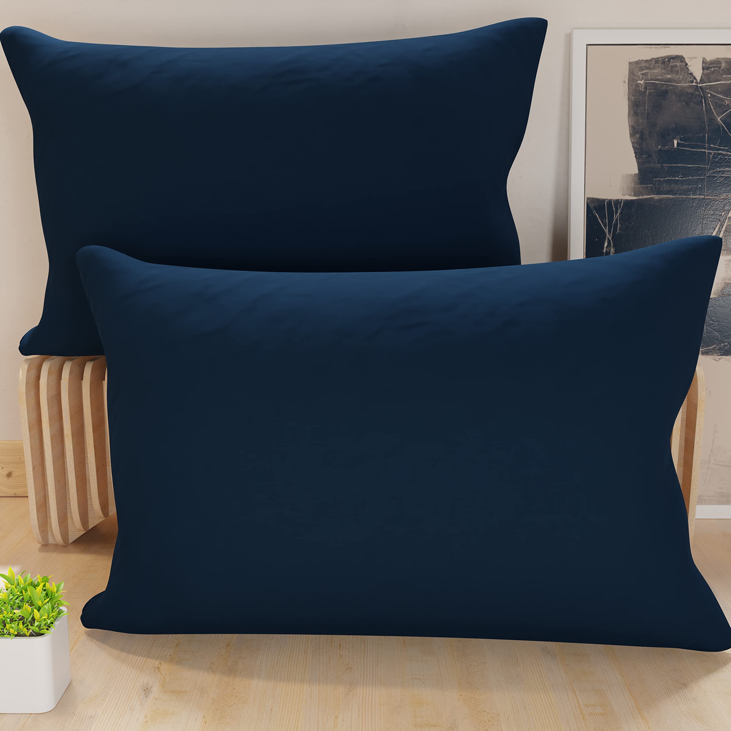 Bossi 2 Federe Con Volani - 100% Cotone, Colore Blu Notte 182, Qualità Premium