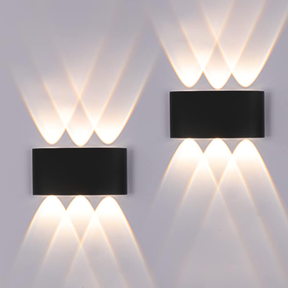 (Negro, 3000 K, luz cálida) Pack de 2 apliques de pared LED para ...