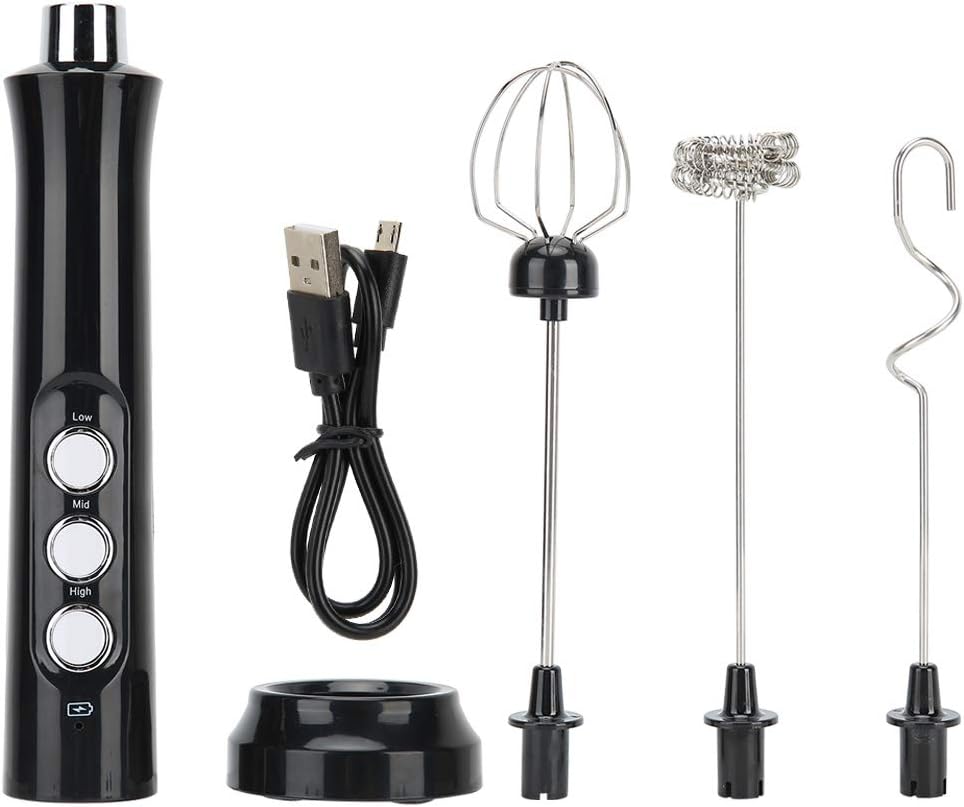 Mousseur à lait électrique portable avec 2 têtes,fouet mélangeur à