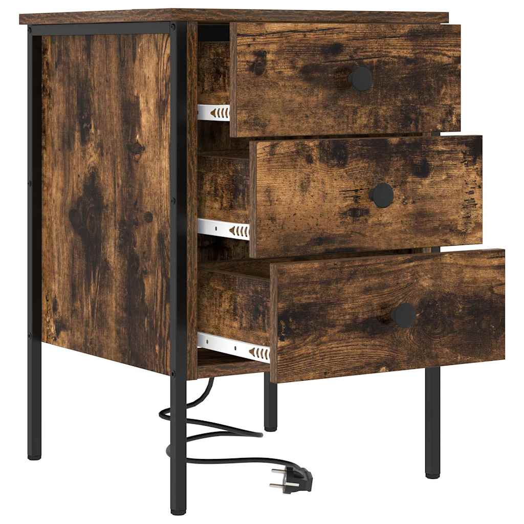 Mesita de noche de roble ahumado, para dormitorio, 42 × 41 × 61 cm - 5