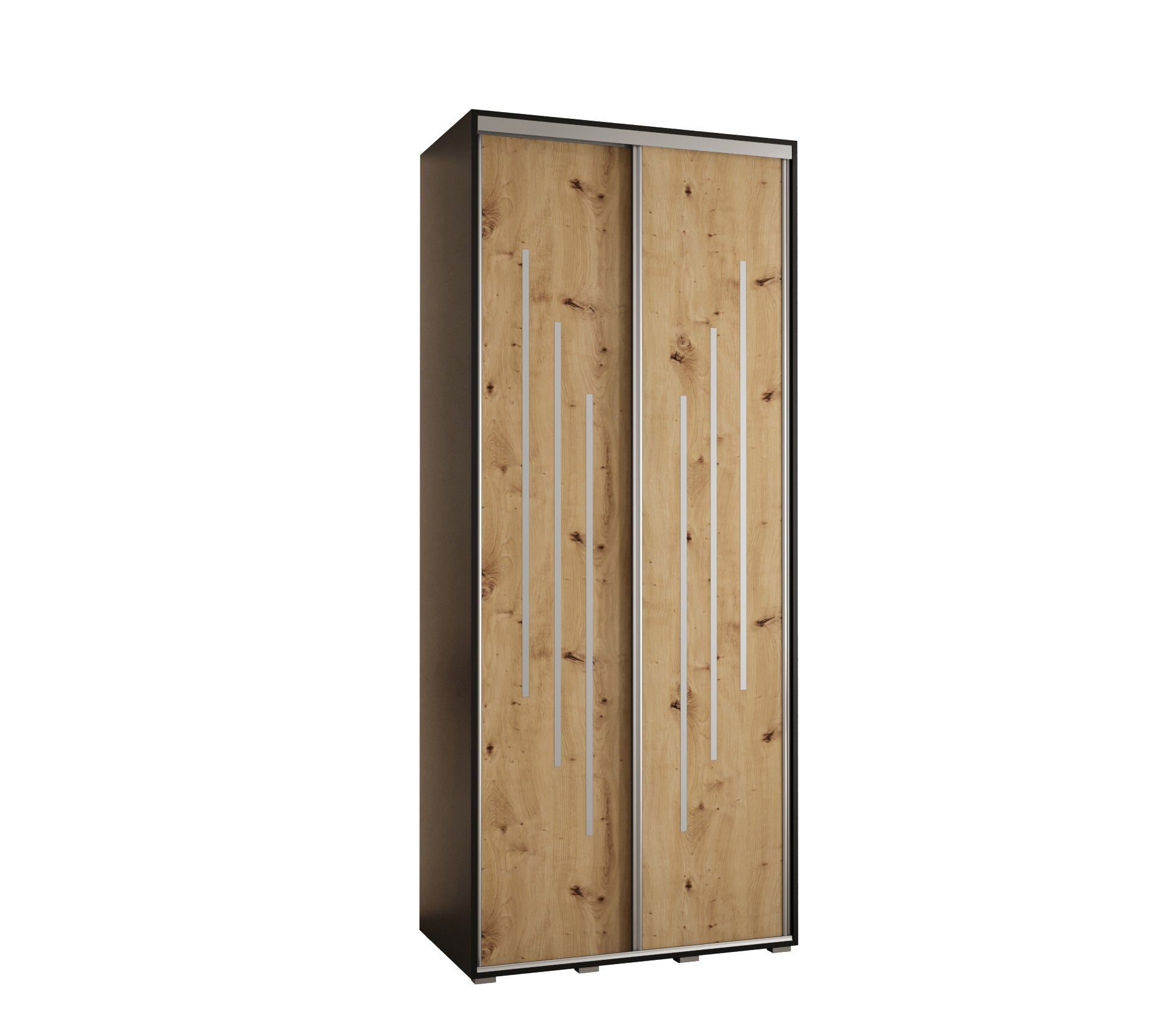 Szafa przesuwna wysoka Davos 8 110 x 60 x 235,2 cm czarny + artisan + u. srebrny - Abiks Meble