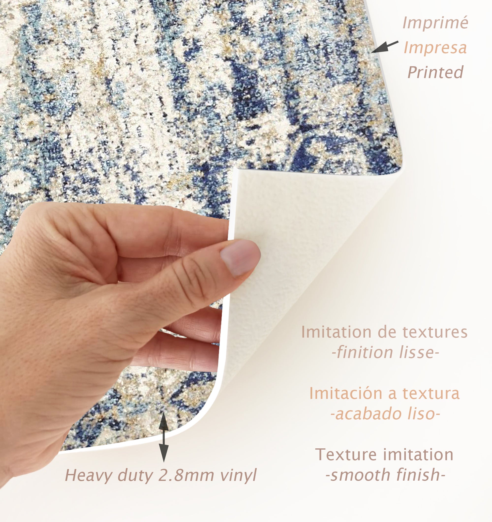 Tapis antidérapant en vinyle, Medallón vintage 133x200 cm - PVC imprimé, lavable, ignifuge, pour le salon et la cuisine - 4