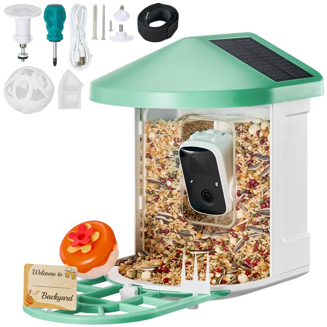 Caméra Nourrisseur d'Oiseaux Intelligent,SucceBuy 2K HD,Identification IA 10000+ Espèces d'Oiseaux,Capture Automatique,Cadeau pour l'Extérieur