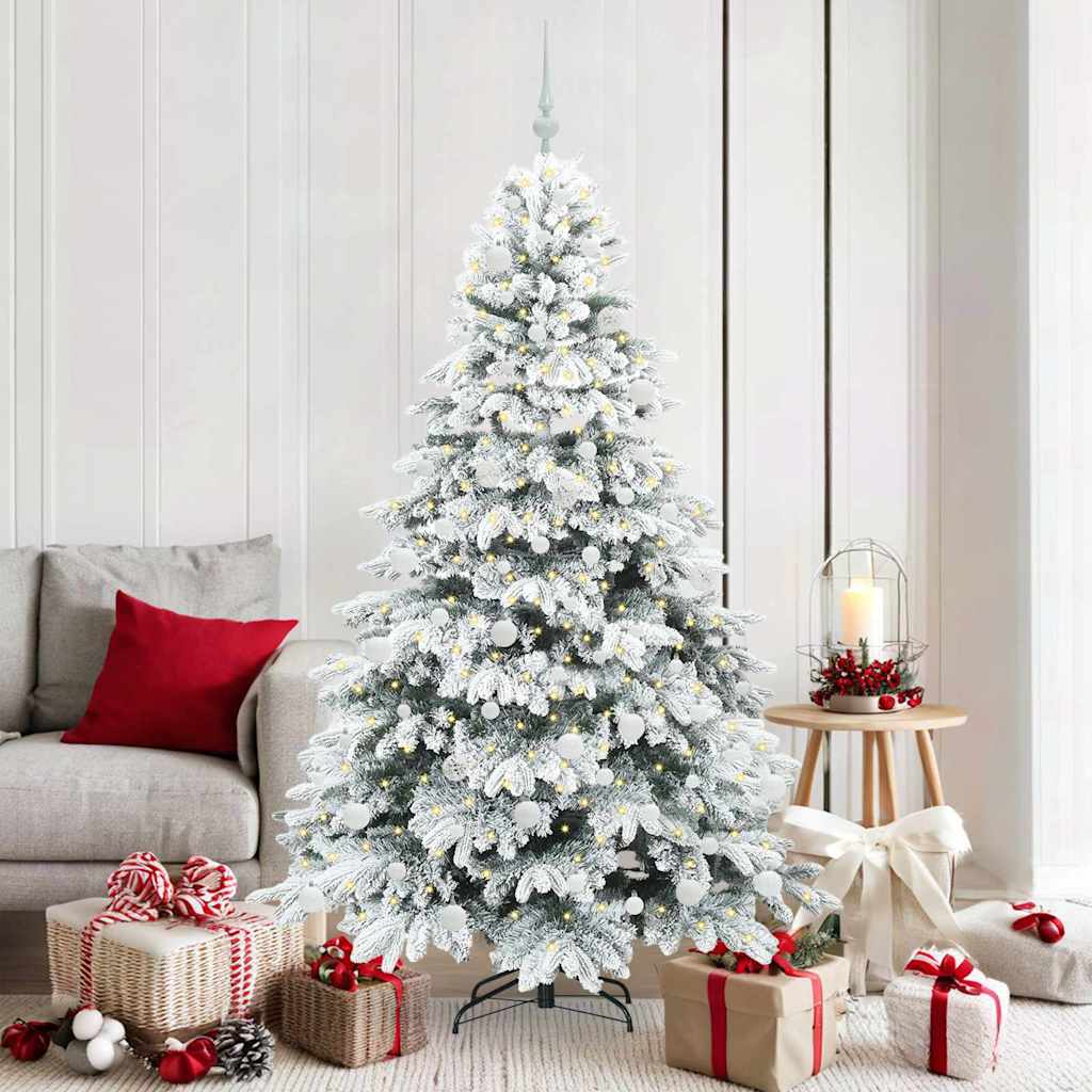 Sztuczna choinka z 300 diodami LED Zielony 180 cm PE i PVC