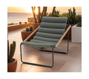 Fauteuil de détente - bois et vert- SAVANE