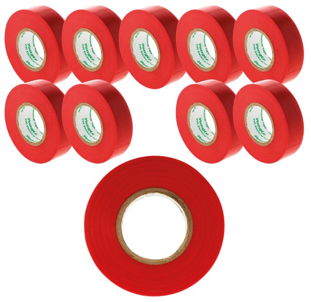 Lot de 10 rouleaux adhésifs 19mm x 20m - Rouge - Zenitech