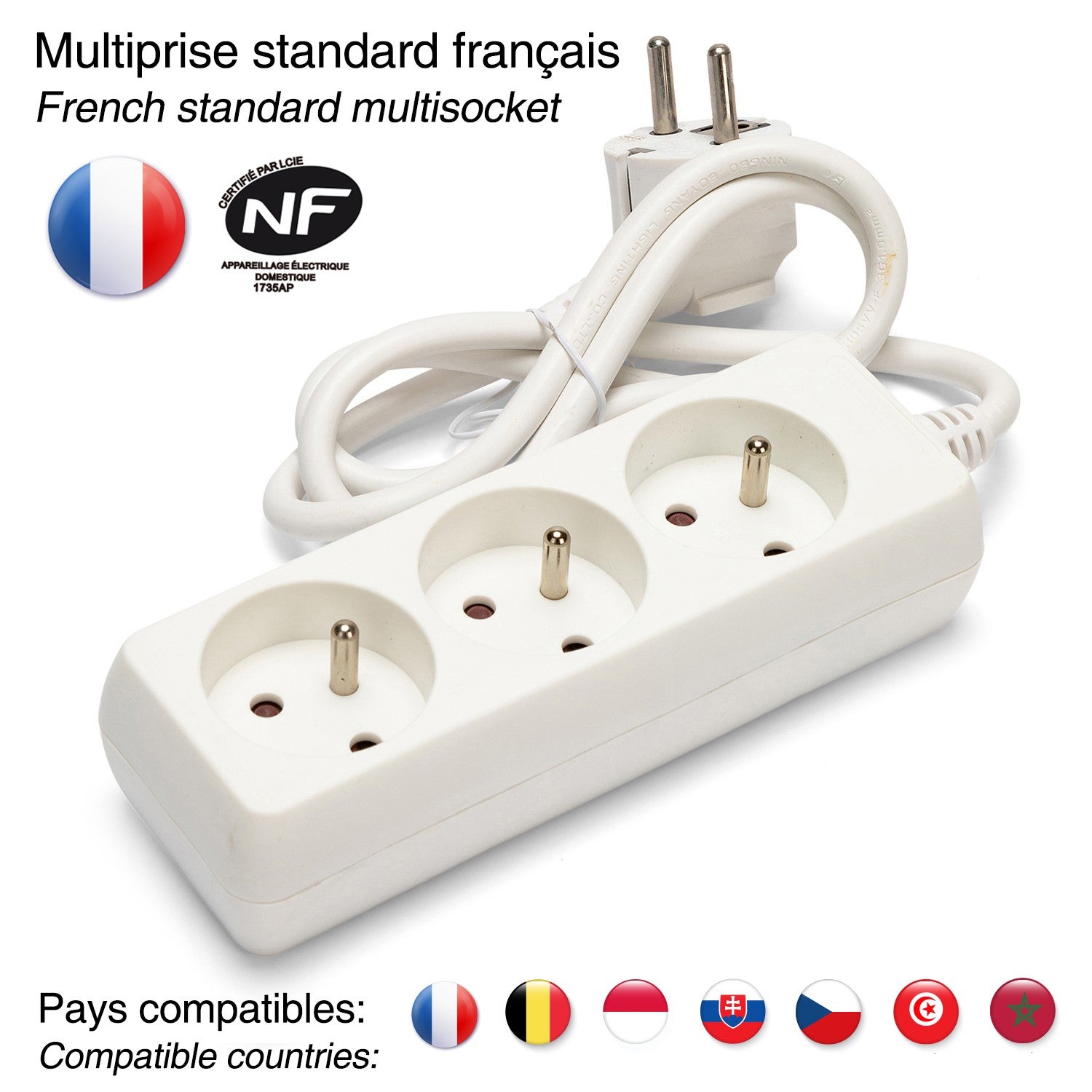 Bloc multiprise 3x16A, 1m H05VV-F3G1.0MM2, CE & NF - 7