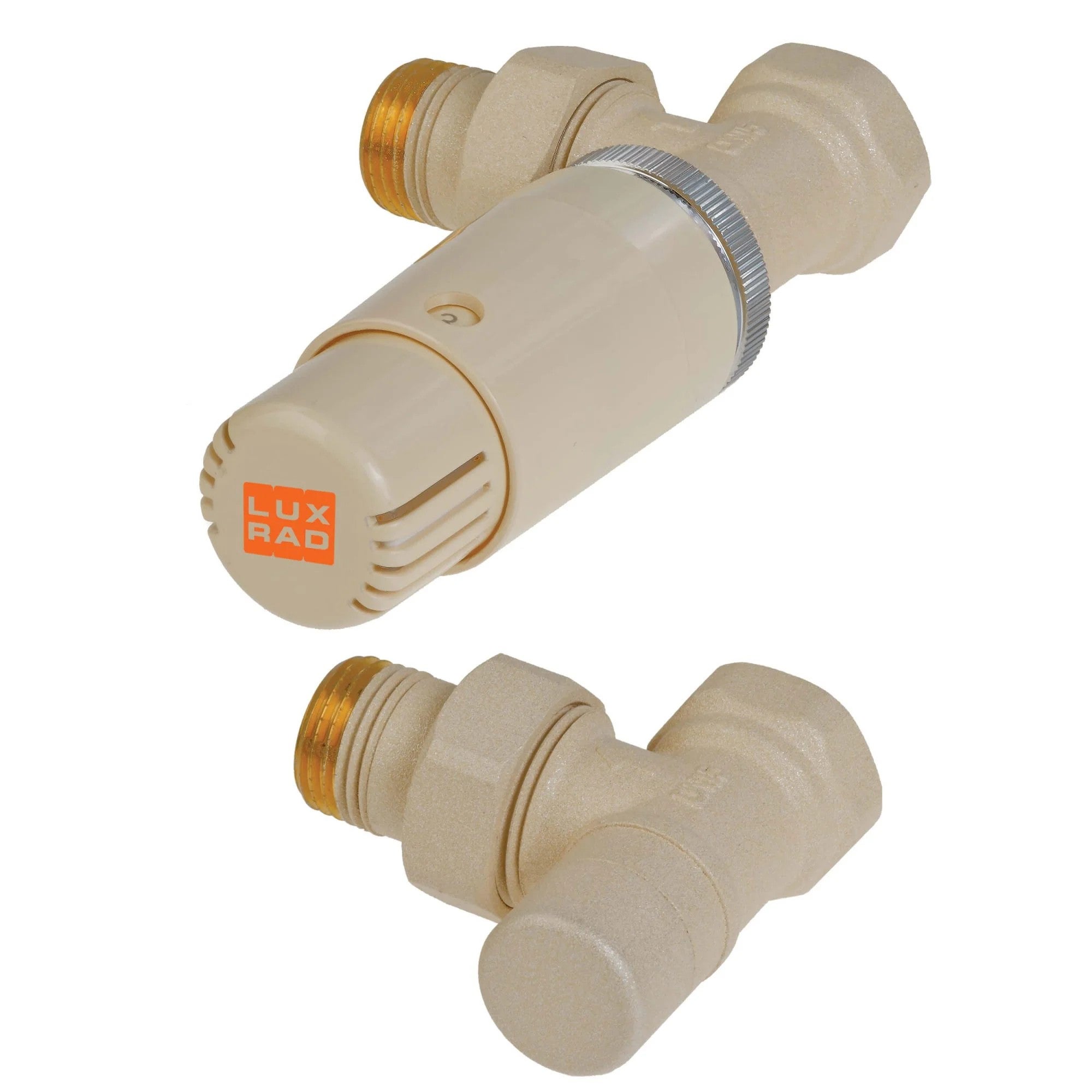 Zestaw termostatyczny kątowy Luxrad 1/2” x 1/2” do grzejników beżowy