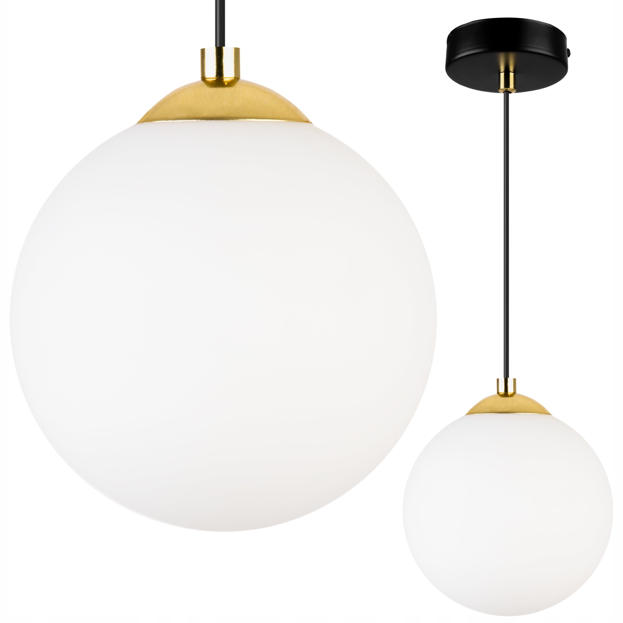 Lampa sufitowa wisząca Florence boho 1xE27 abażur kula złoto/biały Light Home LH