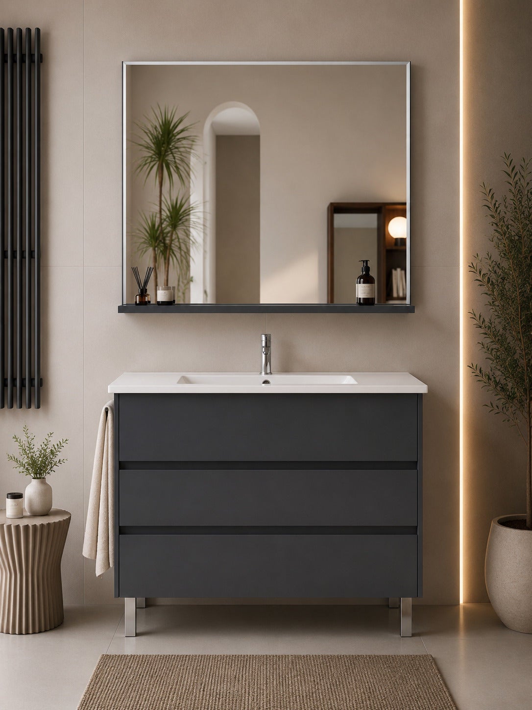 Mobilier de baie cu lavoar ORIGENBATH IMPERIA fără oglindă 80x40 cm grafito