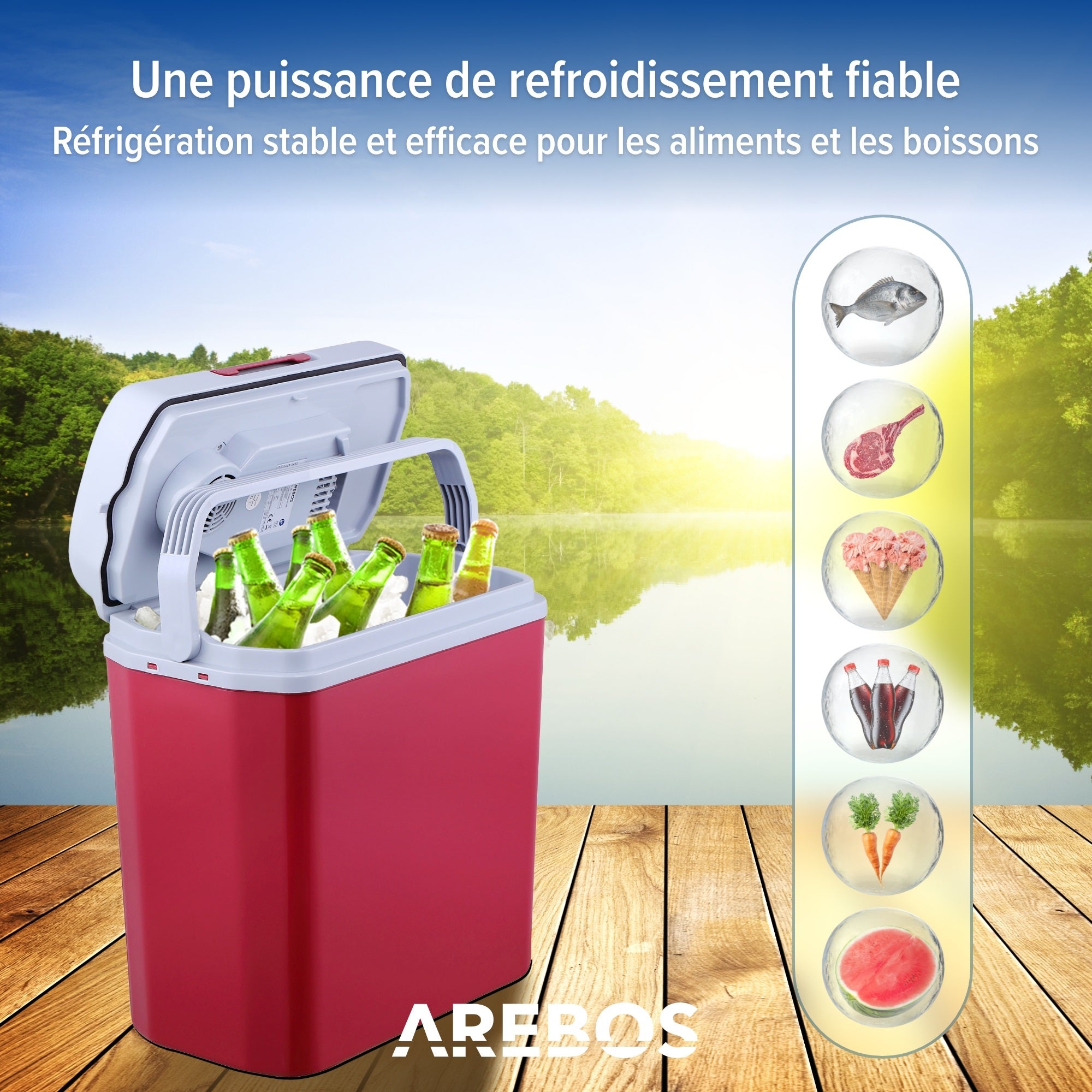 AREBOS 20 L Boîte réfrigérante Boîte chauffante thermoélectrique Glaciere Allume Cigare Glaciere électrique 12/230 V pour Voiture et Prise de Courant - 4