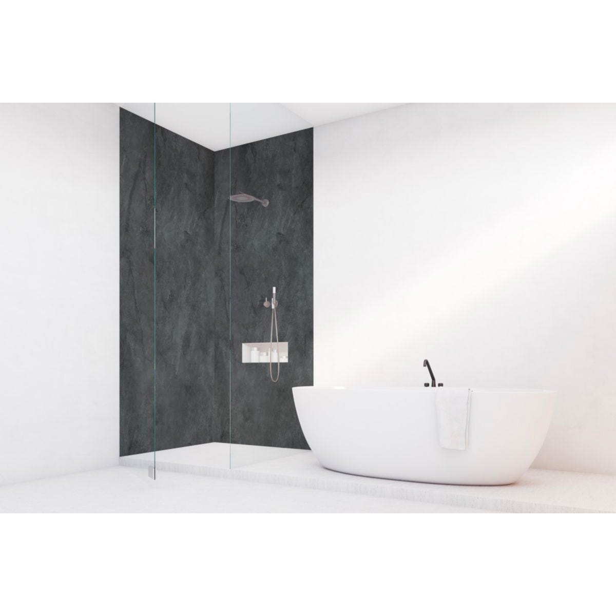 Panneau Mural VIPANEL R novation Rapide Pour Salle De Bain B ton Noir Panneau Mural VIPANEL R novation Rapide Pour Salle De Bain B ton Noir