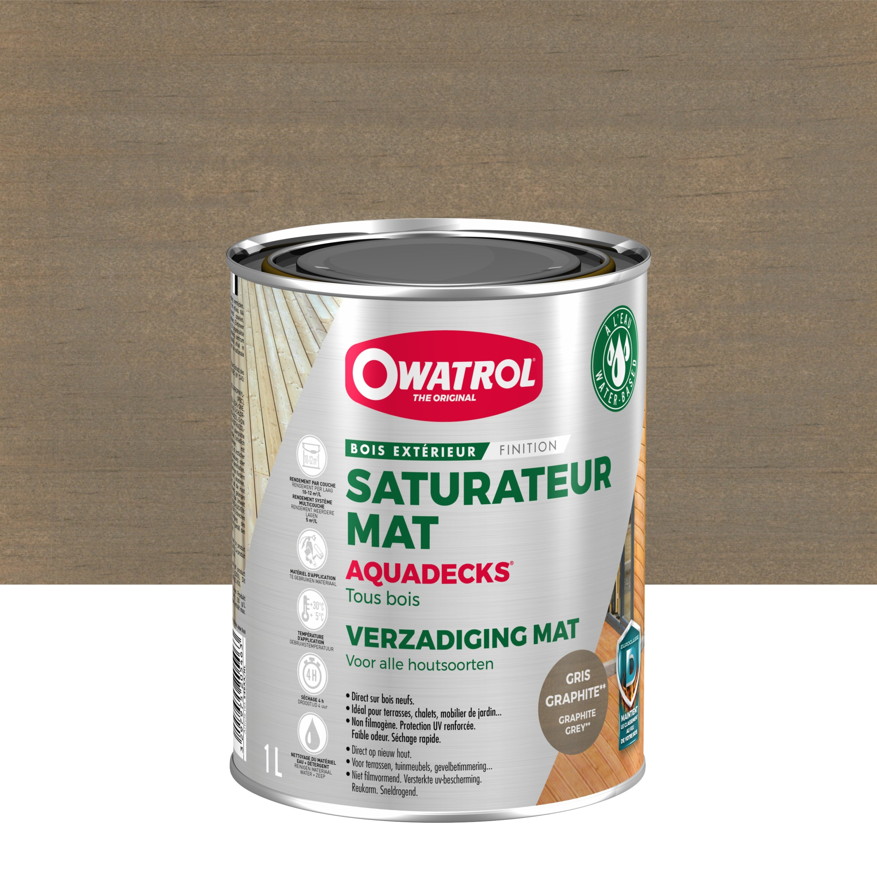 Saturateur bois à l'eau Owatrol AQUADECKS® Gris graphite (ow42) 1 litre - 5