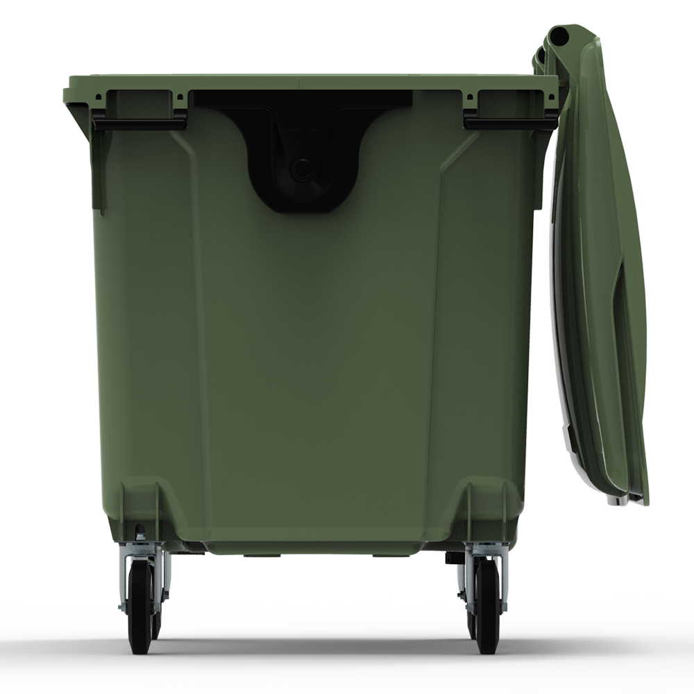 ESE France Conteneur Poubelle à déchets 4 roues - 1100L - Robuste et Professionnel - 100% Recyclé - Vert - 3