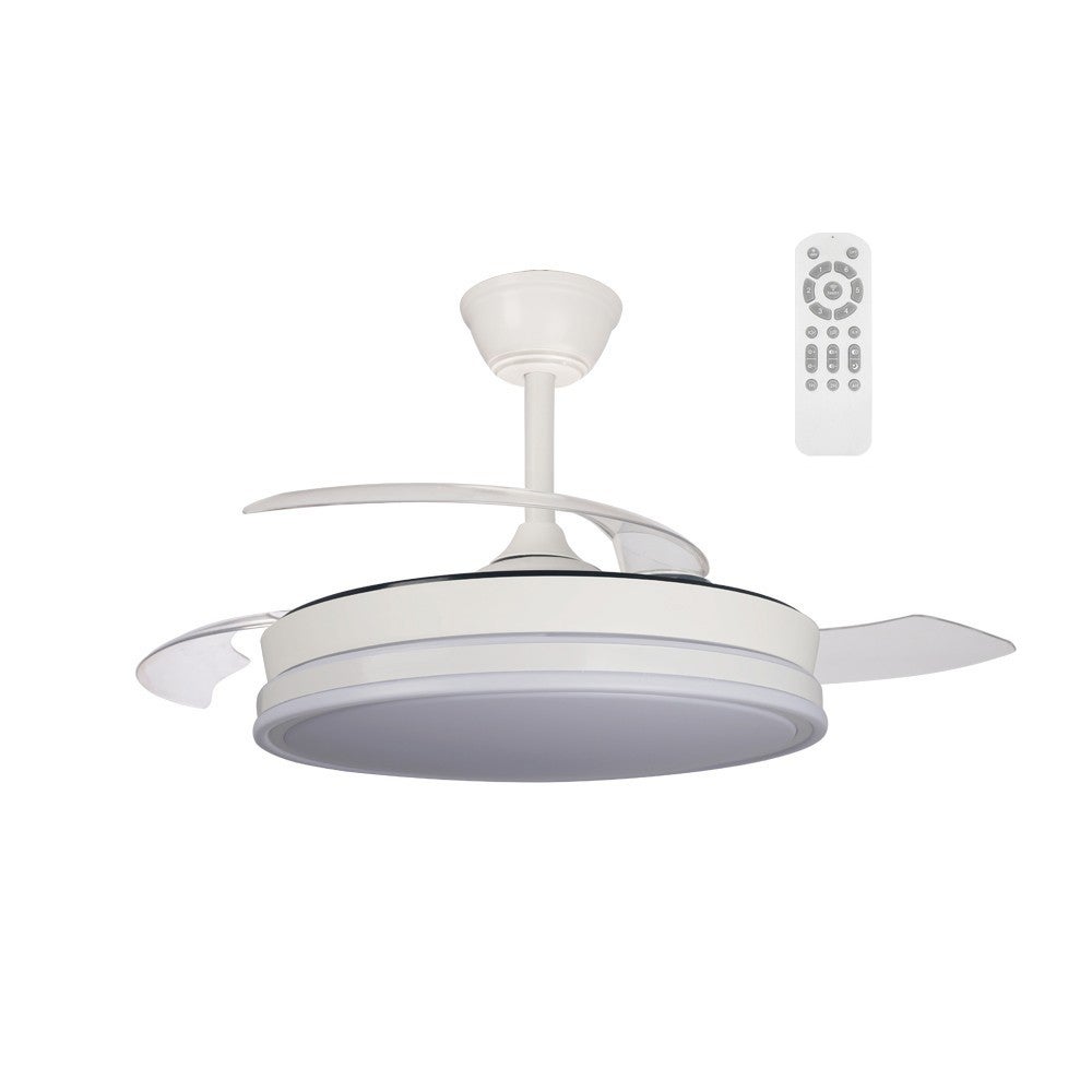 Ventilador de techo retráctil Kuma con luz LED 45W Silencioso Blanco CCT Dim Ø106 cm - 2